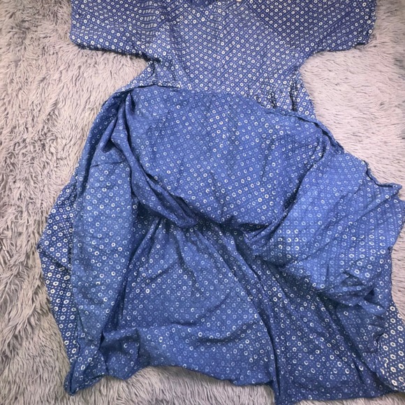 Christy Dawn Theo Dress Womens Small Blue Indigo Petunia Dot Midi Tiered Cottage - Picture 12 of 16